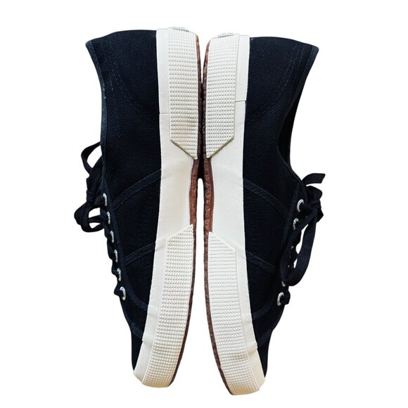 Superga Size 9 1/2  Sneakers Classic Black Unisex Cotton Canvas Lace Up Iconic - Picture 5 of 15